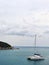 White catamaran moored in mediterranean sea