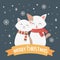 White cats with scarf snowflakes celebration merry christmas poster