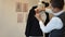 White Caucasian woman designing a jacket on a mannequin stand