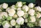 White cauliflowers for sale in greengrocers stall