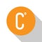 White Celsius icon isolated on white background. Orange circle button. Vector Illustration