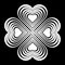 White Celtic heart knot - stylized symbol. Made of hearts. Four-leaf clover.