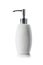 white ceramic bottle with dispenser pump for liquid soap, shampoo or gel isolated on white