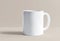 White Ceramic Coffee Mug on a Beige Background in Soft Lighting