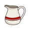 White ceramic Jug or creamer with red stripe