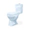 White ceramic shiny flush toilet bowl, WC pan, water-closet. Lavatory, cloakroom interior object.