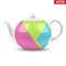 White ceramic teapot with material design.