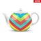White ceramic teapot with material design.