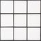 White ceramic tile with 9 squares in rectangular form with black