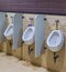 White Ceramic Urinals for Men in Public Toilet Room