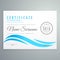 White certificate of appreciation with blue wavy shape