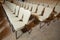 White chairs in the conference room. empty seat in conference meeting hall . White Chairs in the Conference Room just before a