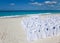 White chairs on a tropical beach