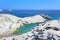 White chalk cliffs in Sarakiniko, Milos island, Cyclades.