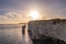 White chalk cliffs with the sun shinning