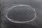 White chalk hand drawing in circle or oval shape on black board background