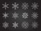 White chalked snowflakes winter decoration set