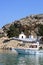 White chapel with boat in Rhodes
