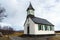 White Chapel with Green Shutters in Iceland