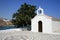 White chapel in Rhodes, Greece