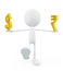 White character with dollar and rupee sign