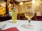 White Chardonnay Wine at Italian Restaurant, Paris, France