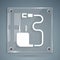 White Charger icon isolated on grey background. Square glass panels. Vector Illustration