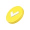White check mark in yellow circle 3d icon isolated vector illustration