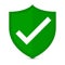 White checkmark on green shield vector illustration