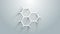 White Chemical formula consisting of benzene rings icon isolated on grey background. 4K Video motion graphic animation