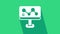 White Chemical formula on monitor icon isolated on green background. Abstract hexagon for innovation medicine, health