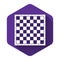 White Chess board icon isolated with long shadow. Ancient Intellectual board game. Purple hexagon button