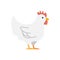 White chicken flat cartoon icon