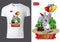 White Child T-shirt Design with Party Elephant