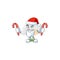 White chinese folding fan Cartoon character in Santa costume with candy