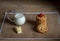 White chocolate cookies and jug of milk delicious traditional