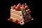 White Chocolate Delight Cake with Strawberries extreme closeup. Generative AI