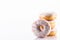 White Chocolate  Donut or Dougnut Tower on White Background