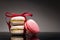 White chocolate macaroons and rose-lychee macaroons