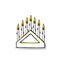 White christmas candelabrum with seven lit candles isolated on w