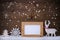 White Christmas Decoration On Snow, Copy Space, Sparkling Stars