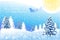 White christmas landscape with winter tree - vector eps10