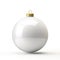 A white christmas ornament with a gold top, Christmas bauble mockup, copy-space.