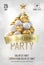 White christmas poster or flyer template with golden christmas tree