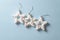 White Christmas stars ornament on sparce soft blue background