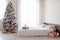 White Christmas tree with red bedroom toys new year winter gifts decor