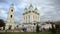 A white church with a bell tower in Russia