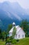 White church, field, canada