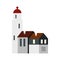 White church, Netherlands icon, flat style