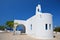 White church on the seaside. Samos Island , Greece